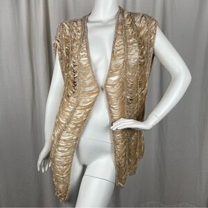 VINTAGE- Anne Klein Unique Ribbon Vest Y2K Tan Knit